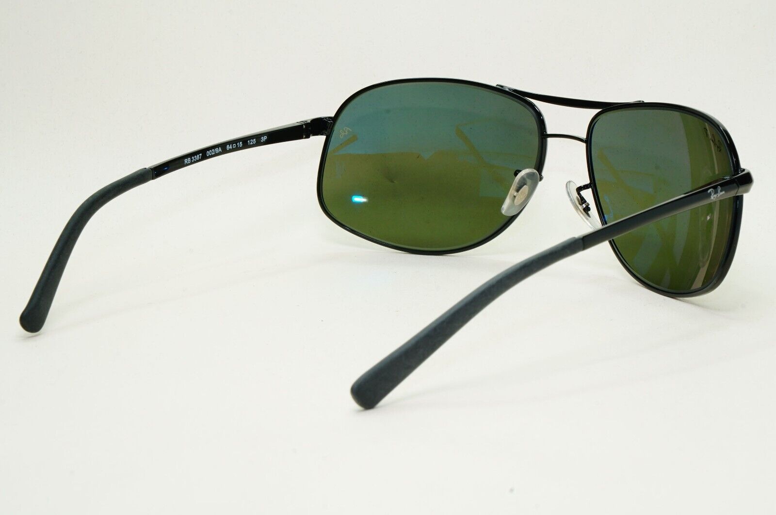 Ray-Ban Sunglasses 2013 Vintage Polarised Black Green Wrap Pilot RB 3387 64mm