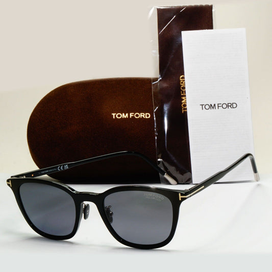 Tom Ford Sunglasses Black Polarised Grey Square FT0956-D TF 956-D 01D 52mm