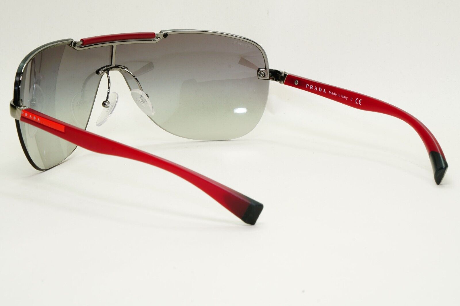 Prada Sunglasses 2007 Vintage Sield Wrap Red Grey PS52NS SPS 52N 5AV-3M1 120824