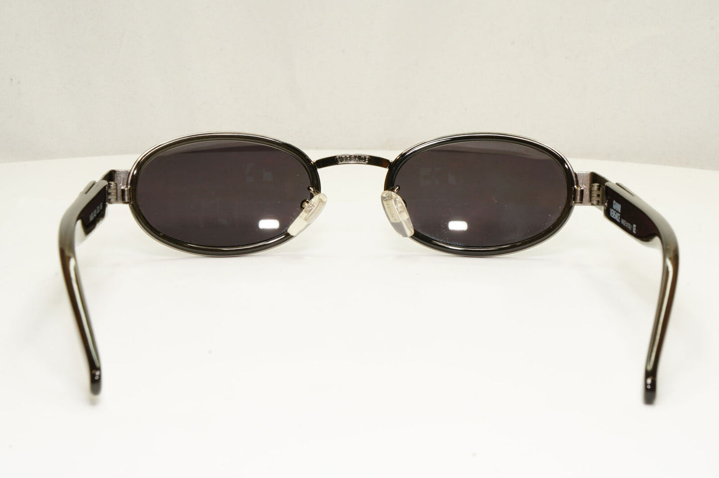 Gianni Versace 1996 Vintage Oval Brown Silver Medusa Sunglasses MOD X28 COL A34