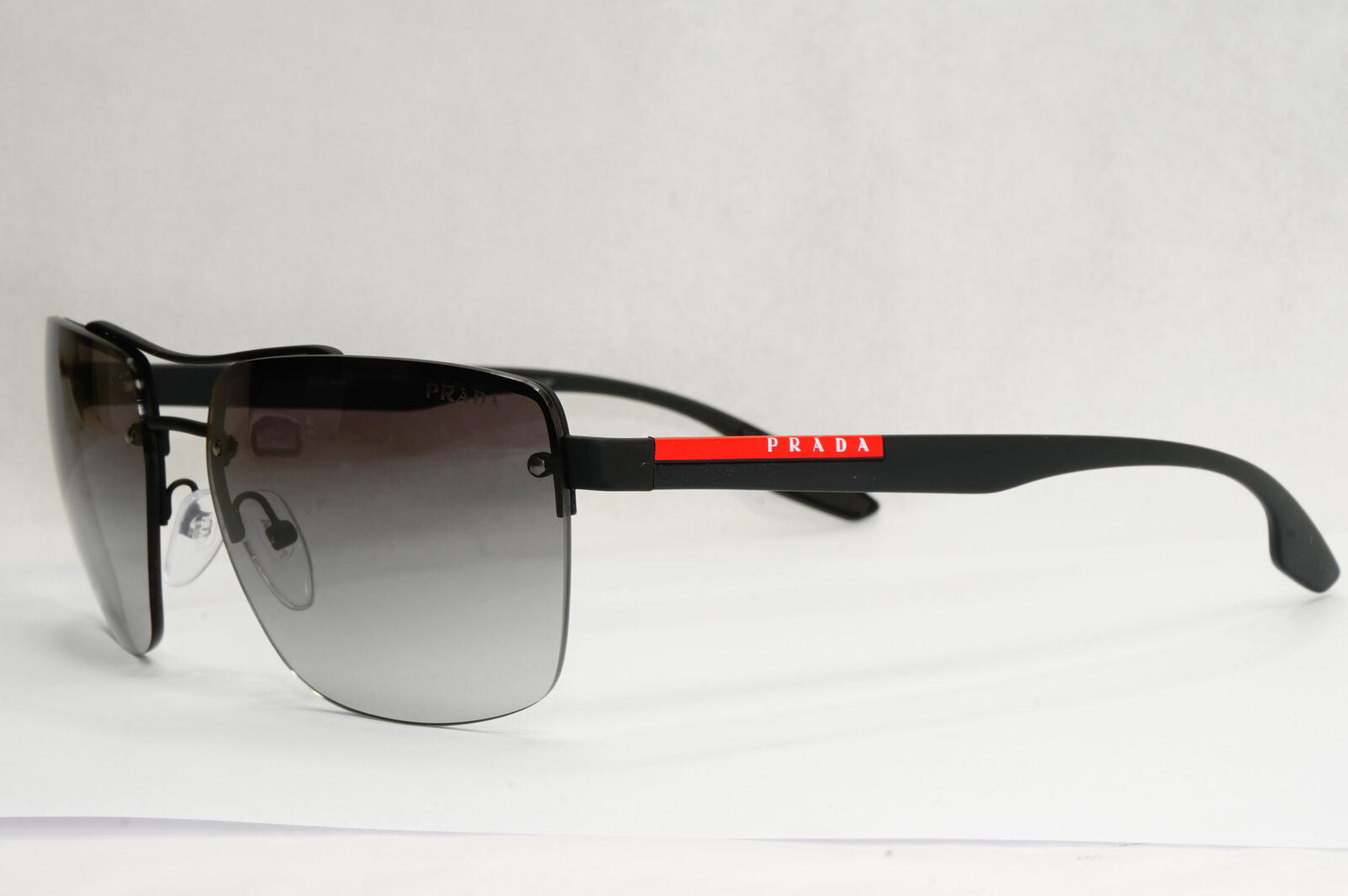 Prada Sunglasses Black Rimless Grey Gradient Square Rossa PS60US SPS 60U DG0-3M1