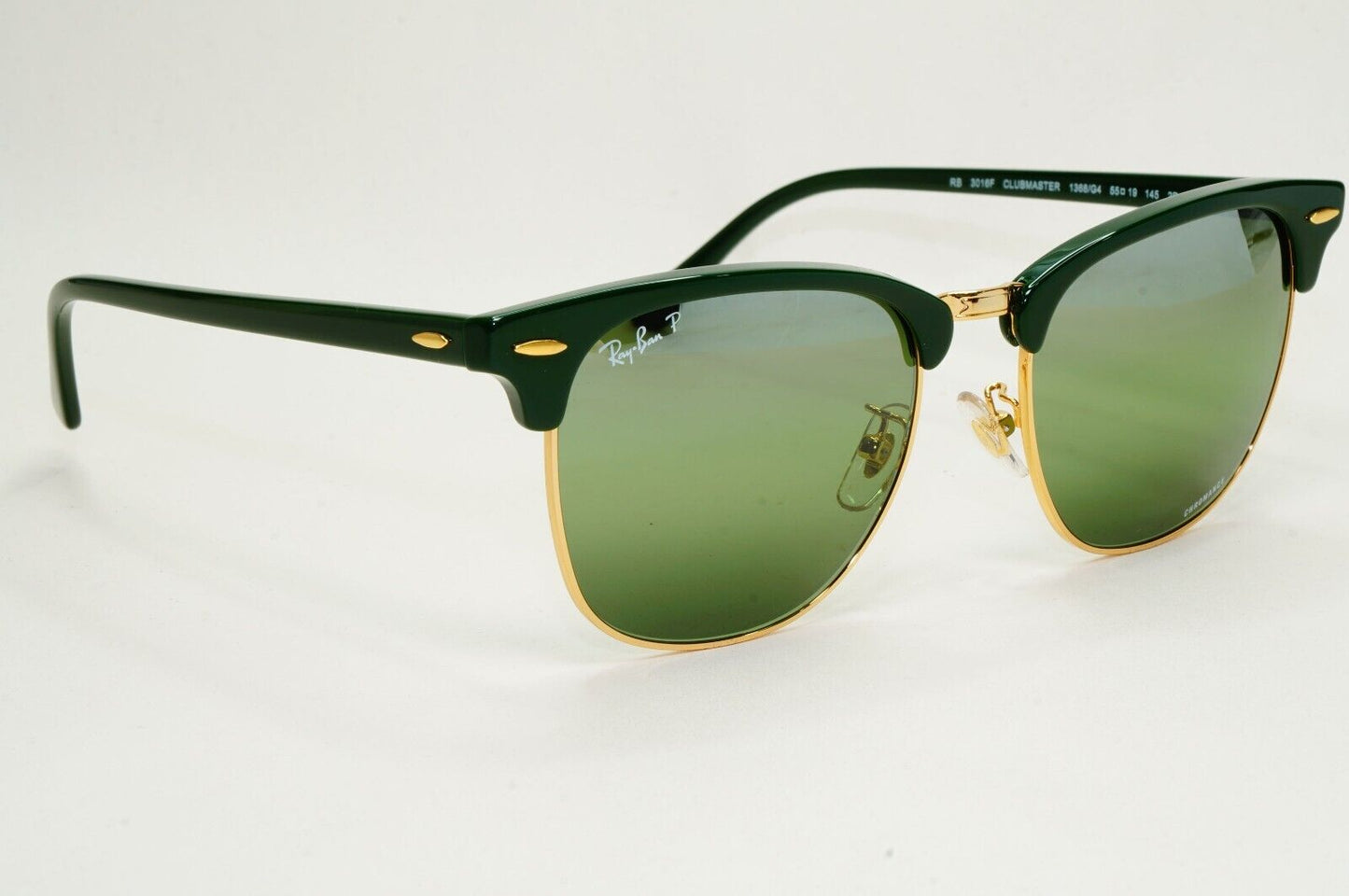 Ray-Ban Sunglasses Clubmaster Chromance Polarised Mirror Green RB 3016-F 1368/G4