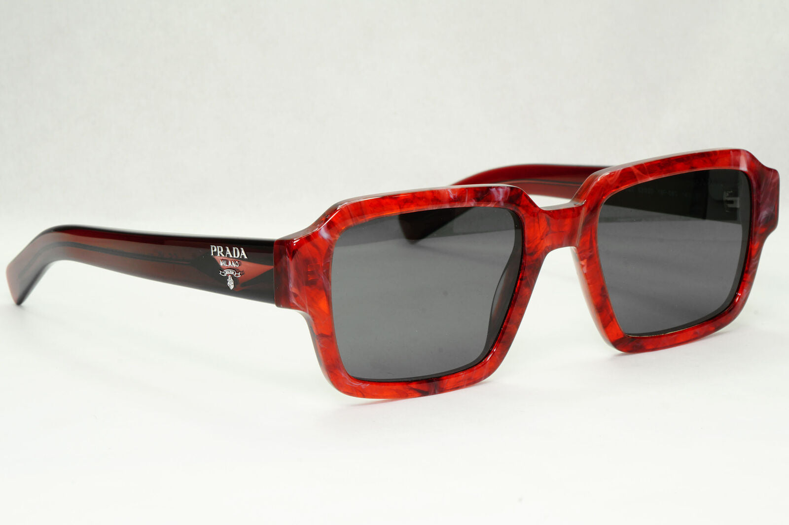 Prada Glass Lens Sunglasses Polarized Red Etruscan Stone Marble SPR 02Z 15F-08G