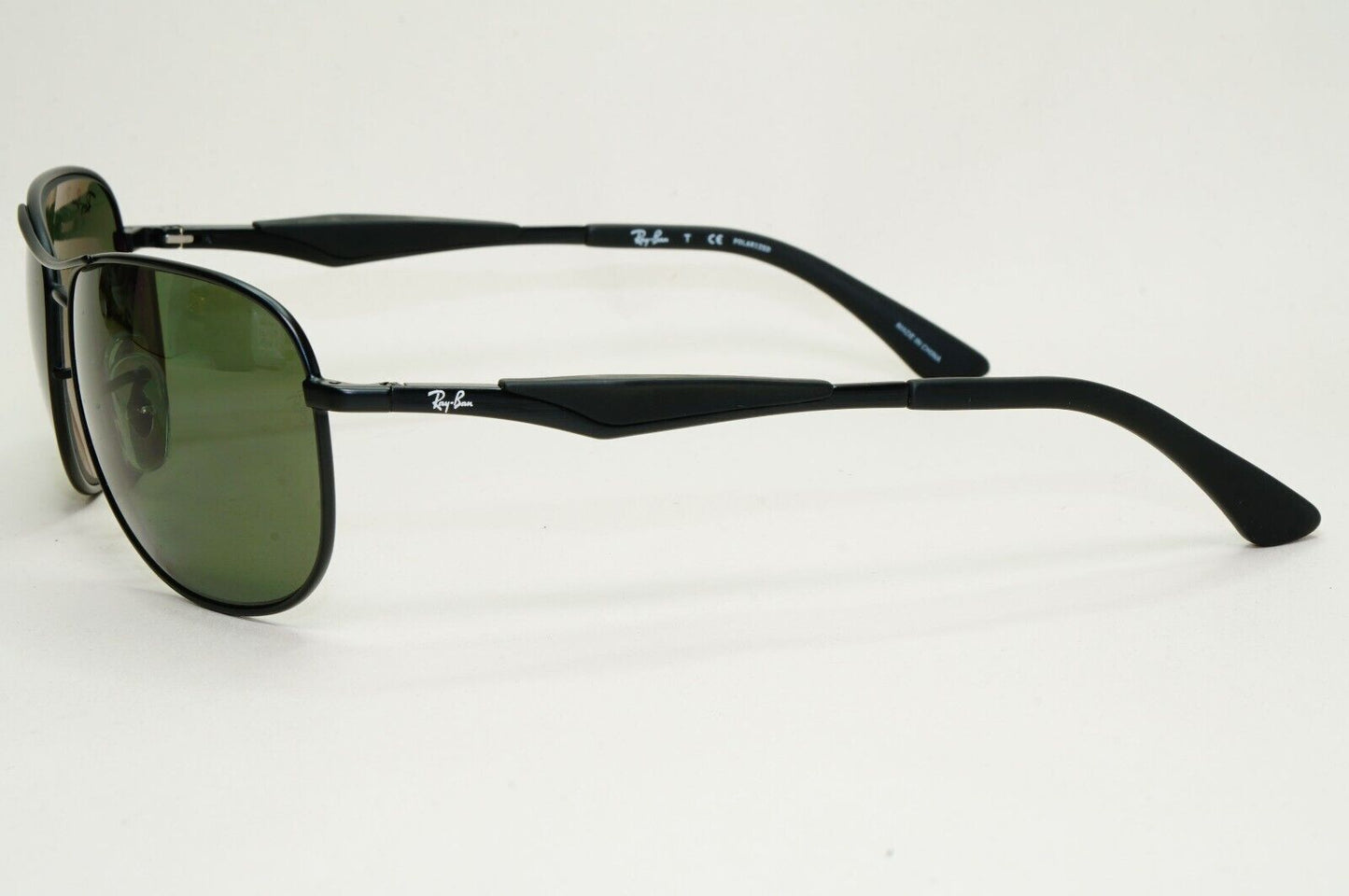 Ray-Ban Sunglasses Polarized Black Green Metal Pilot Wrap RB 3519 006/9A 59mm