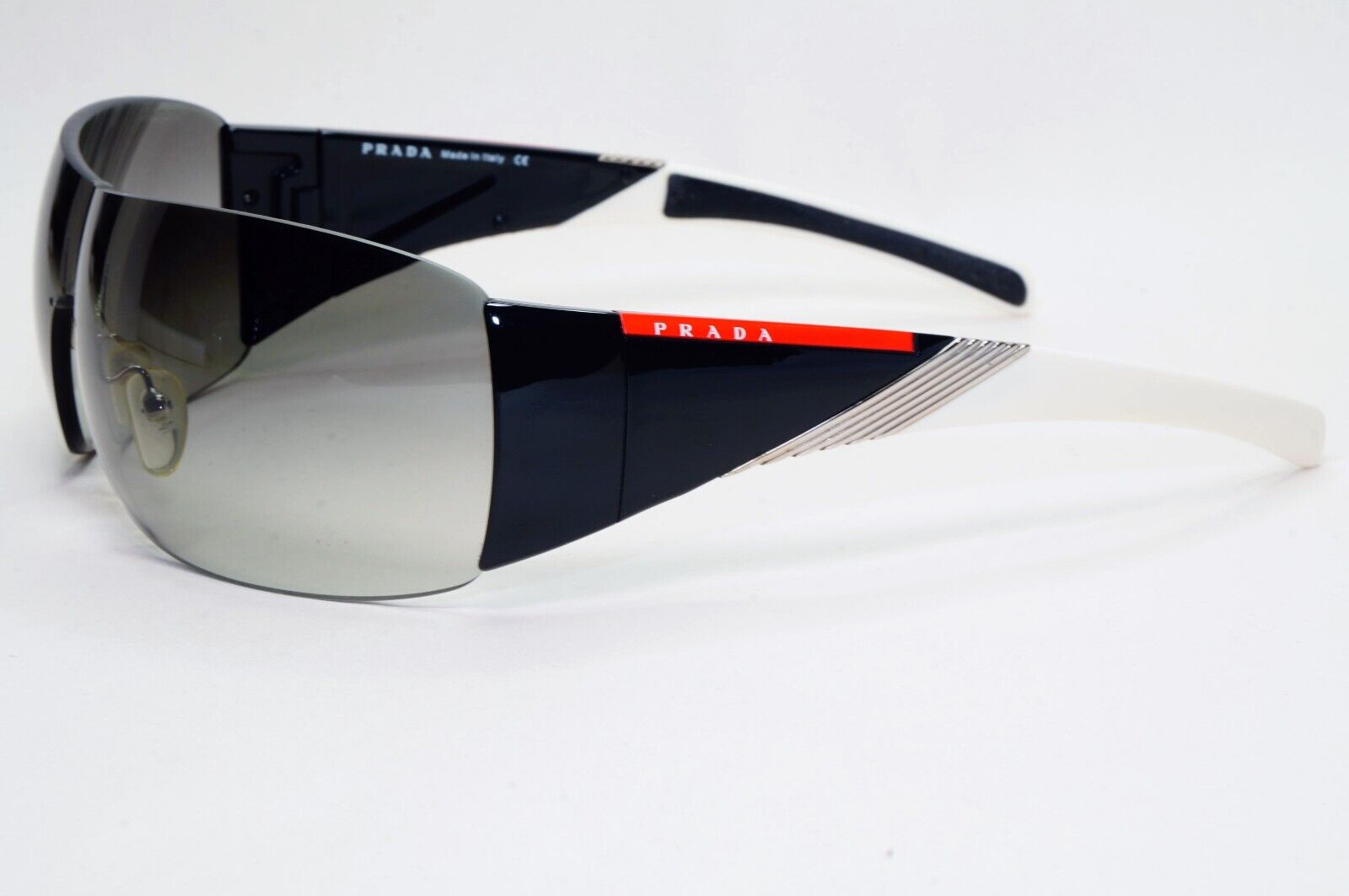 Prada Sunglasses 2007 Vintage Black Grey Shield PS07HS SPS 07H 7RI-3M1 280924