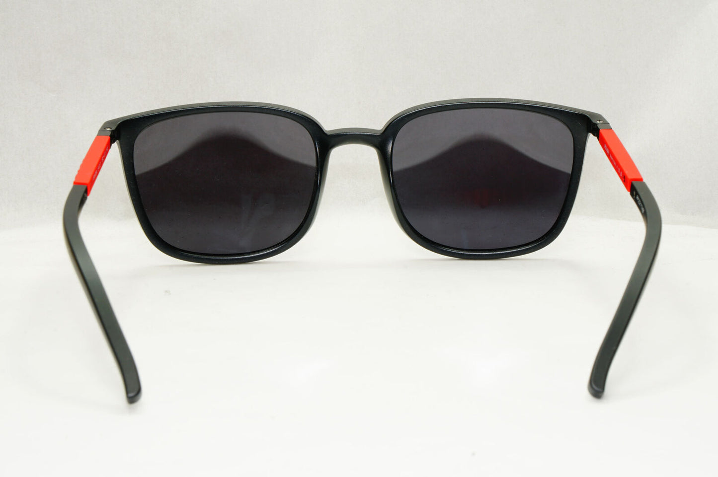 Prada Sunglasses Black Rubber Square Red Stripe PS05NV VPS 05N 1BO-1O1 54mm