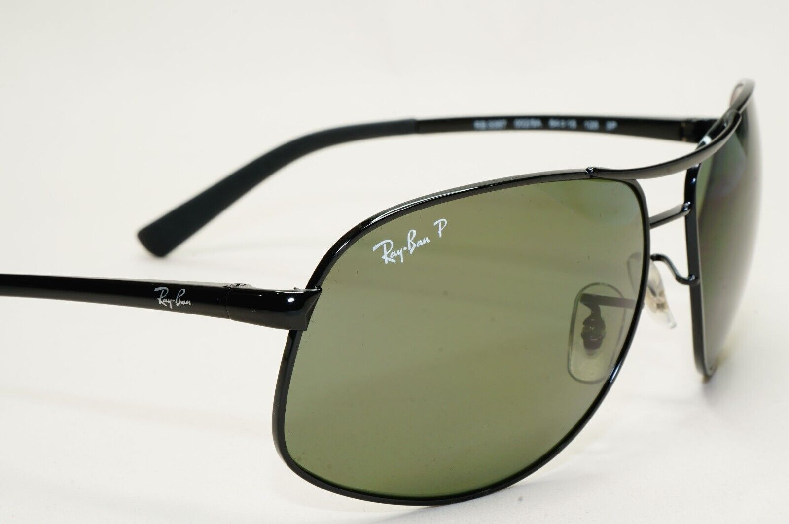 Ray-Ban Sunglasses 2013 Vintage Polarised Black Green Wrap Pilot RB 3387 64mm