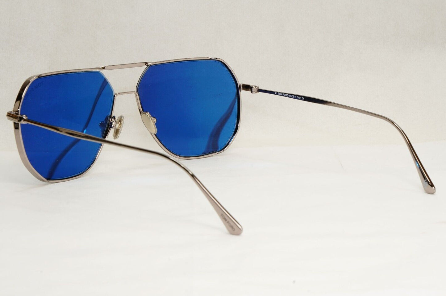 Tom Ford Sunglasses Gilles-02 Silver Dark Blue Metal Pilot TF 852 14V 59mm