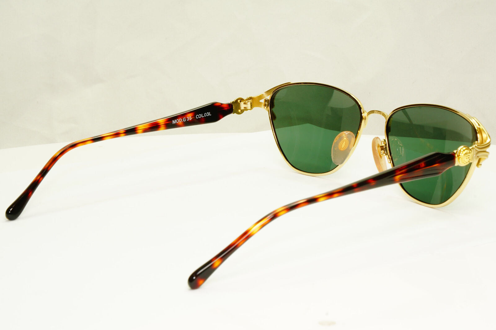 Gianni Versace 1995 Vintage Gold Medusa Green Brown Sunglasses MOD G35 COL 03L B