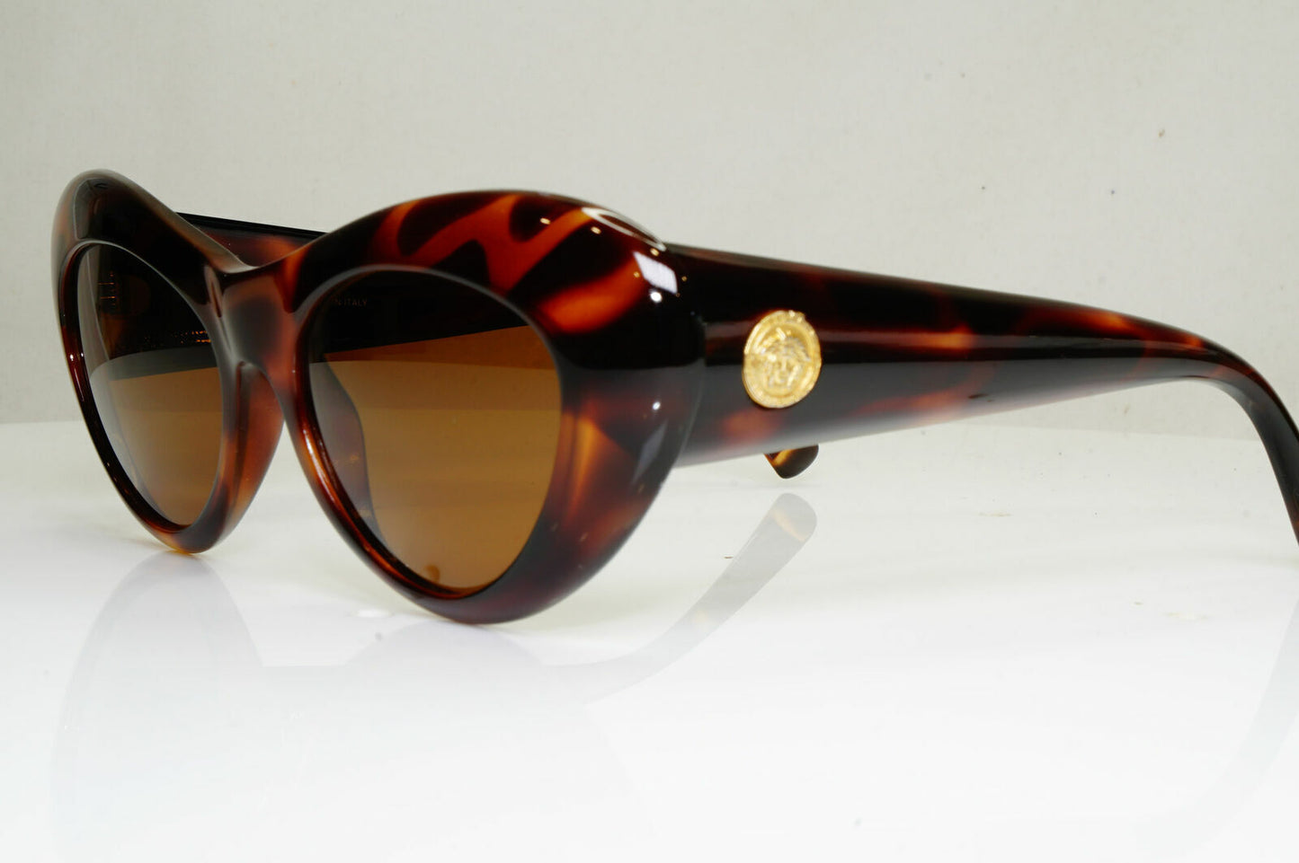 Gianni Versace 1993 Gold Medusa Sunglasses Brown Havana MOD 3S6 COL 900T0 29066