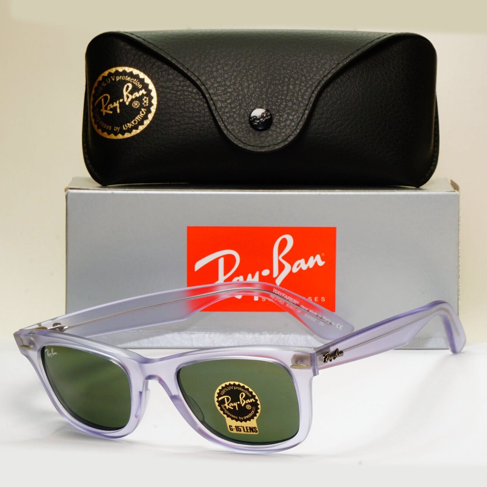 Ray-Ban Sunglasses Wayfarer Ice Pop Lilac Violet Green RB 2140 6060/3F 260724