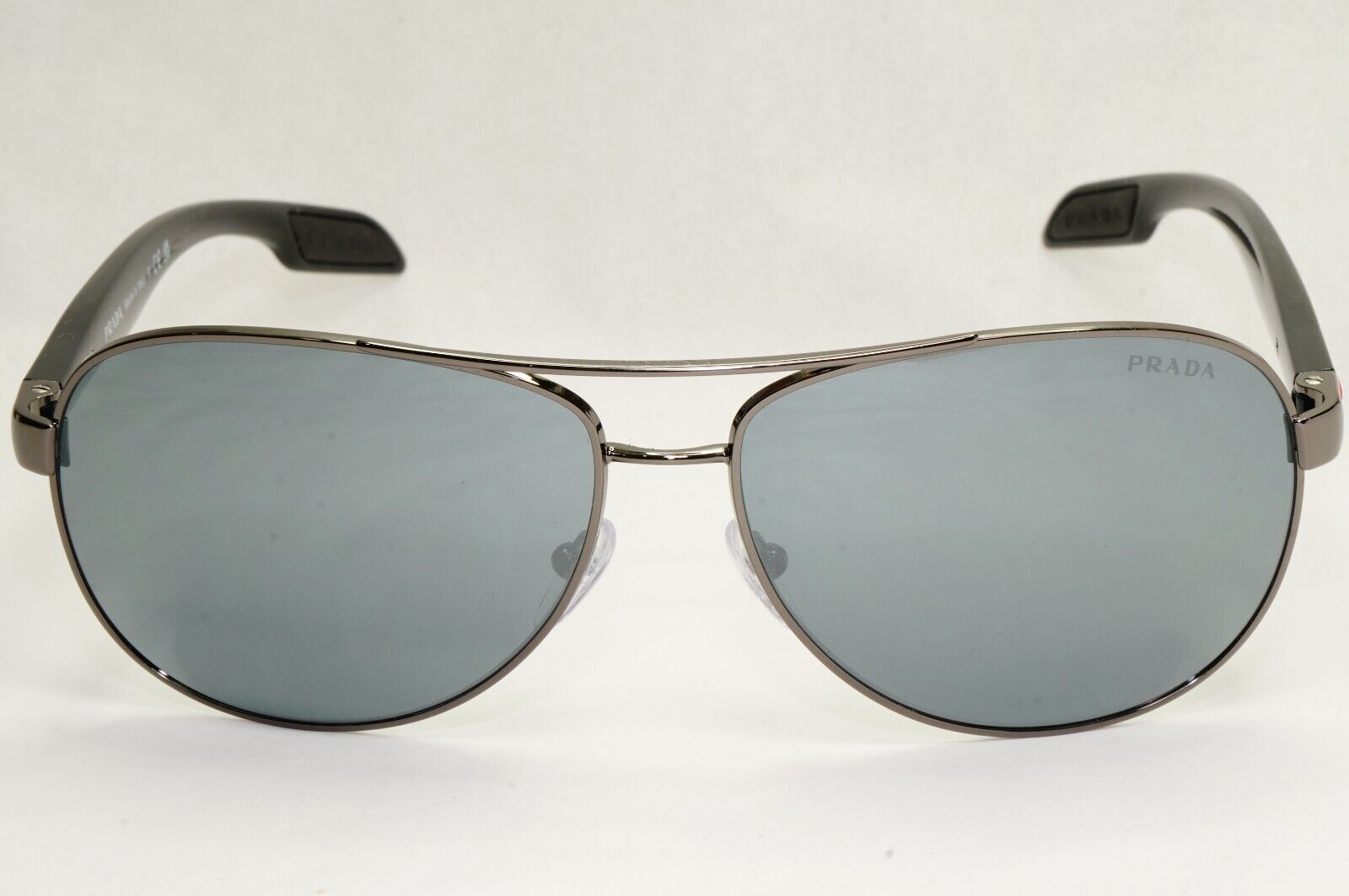 Prada Sunglasses Black Grey MIrror Pilot Gunmetal PS53PS SPS 53P 5AV-5L0 62mm