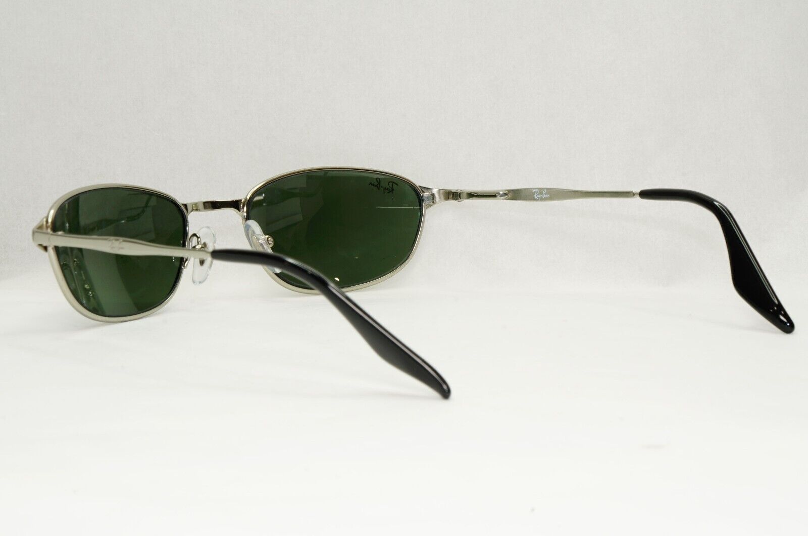 Ray-Ban Sunglasses Year 2004 Vintage Silver Green Grey Wrap Metal RB 3023 W2962