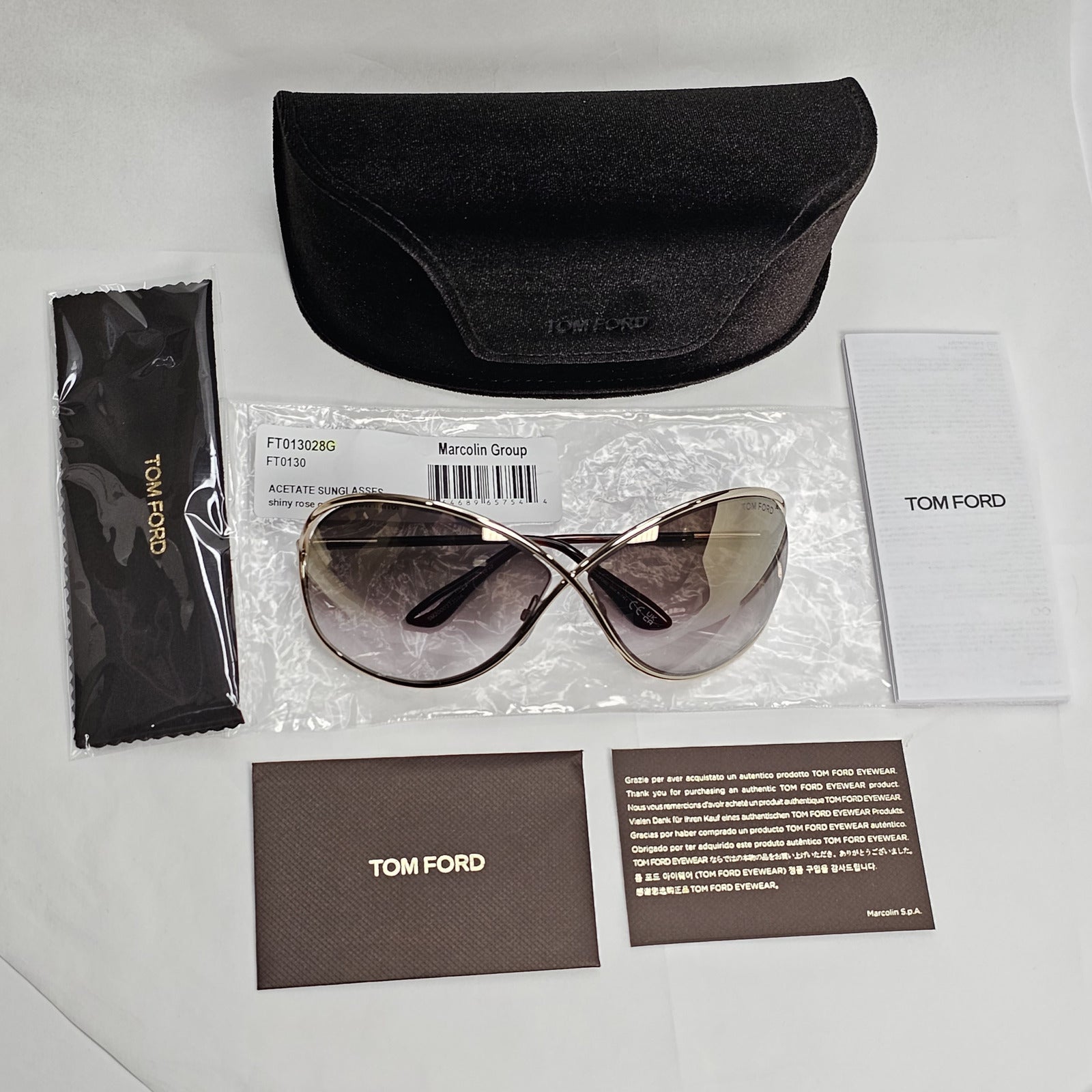 Tom Ford Sunglasses Miranda Gold Brown Mirrored Metal FT0130 TF 130 28G