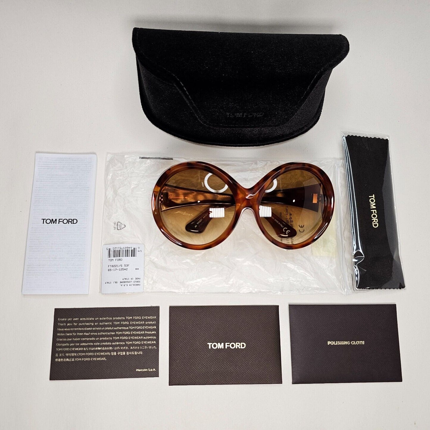 Tom Ford Sunglasses Ali Oversized Round Large Brown Tortoise FT0221 TF 221 53F