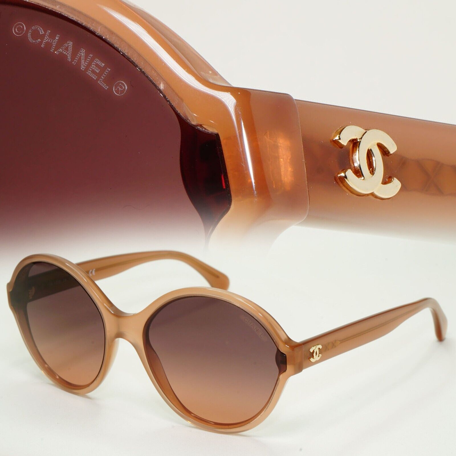 Chanel Sunglasses Brown Gradient Gold Round 5387 c.1623/K0 58mm