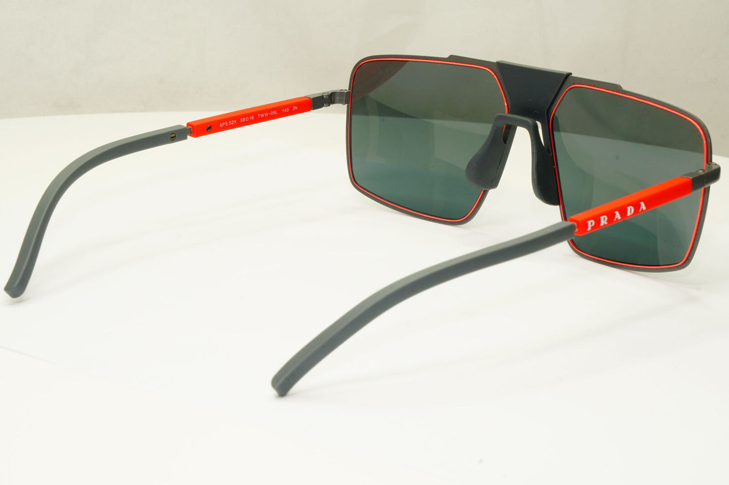 Prada Grey Mirror Sunglasses Square Red Mens Fashion SPS 52X TWW-09L PS52XS