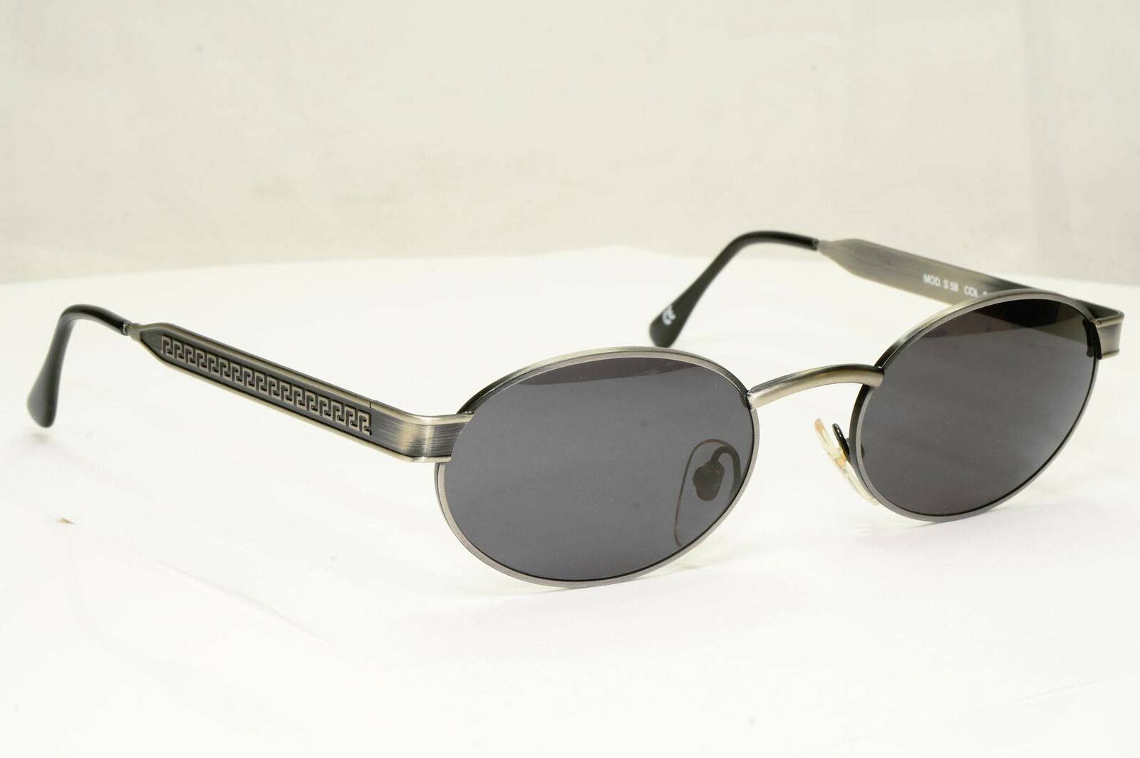 Gianni Versace 1996 Vintage Silver Black Oval Metal Sunglasses MOD S58 COL 943