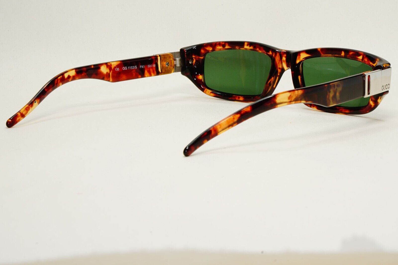 Gucci Sunglasses 1997 Vintage Rectangle Tortoise Green GG 1153/S PX1 53mm 270924