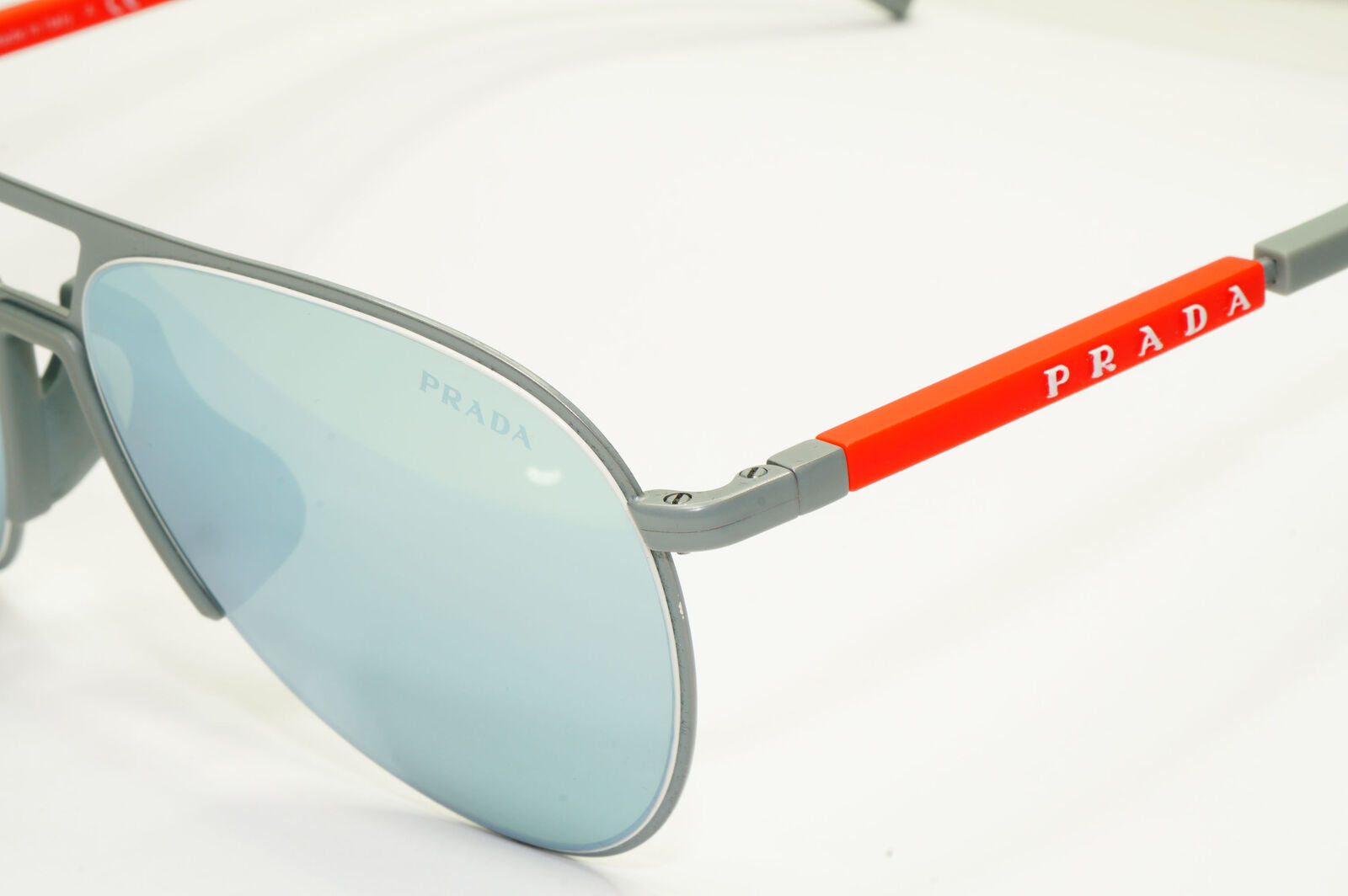 Prada Blue Mirror Sunglasses Grey Pilot Red Mens Fashion SPS 51X 07S-08L PS51XS