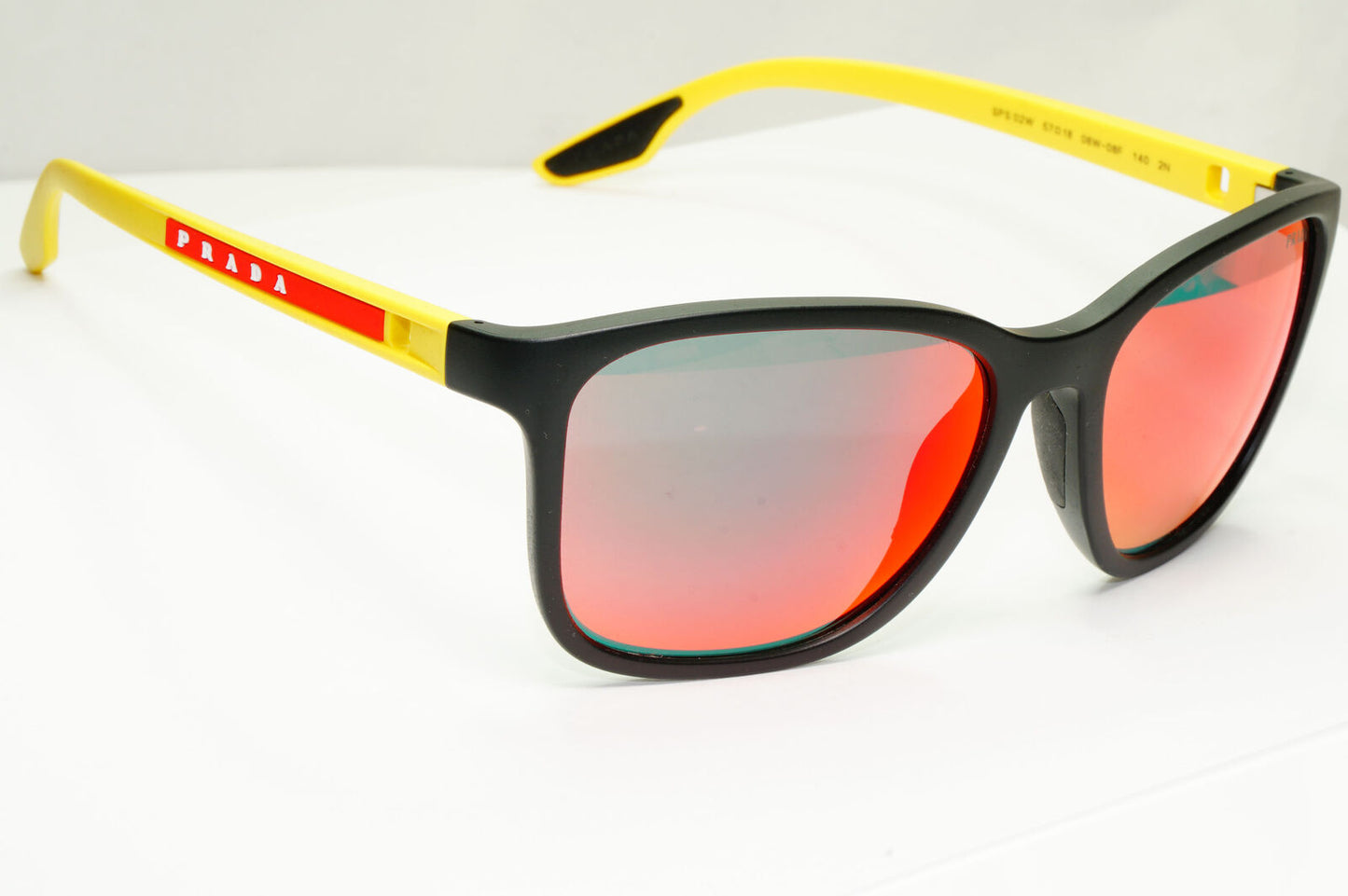 Prada Black Yellow Sunglasses Mirror Chameleon Square PS02WS SPS 02W 08W-08F