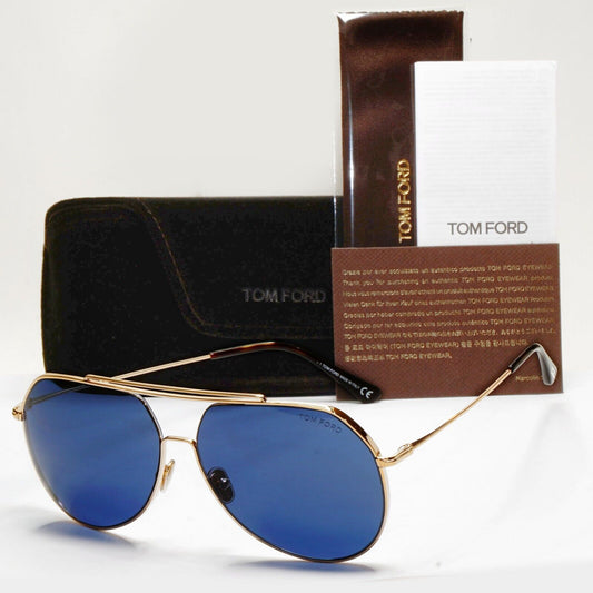 Tom Ford Sunglasses Clyde Gold Blue Pilot Metal Large FT0926 TF 926 28V 61mm