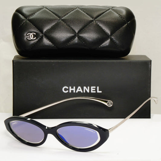 Chanel 2020 Sunglasses Dark Blue Mirror Slim Rectangle 5424 c.1462/ED 290323