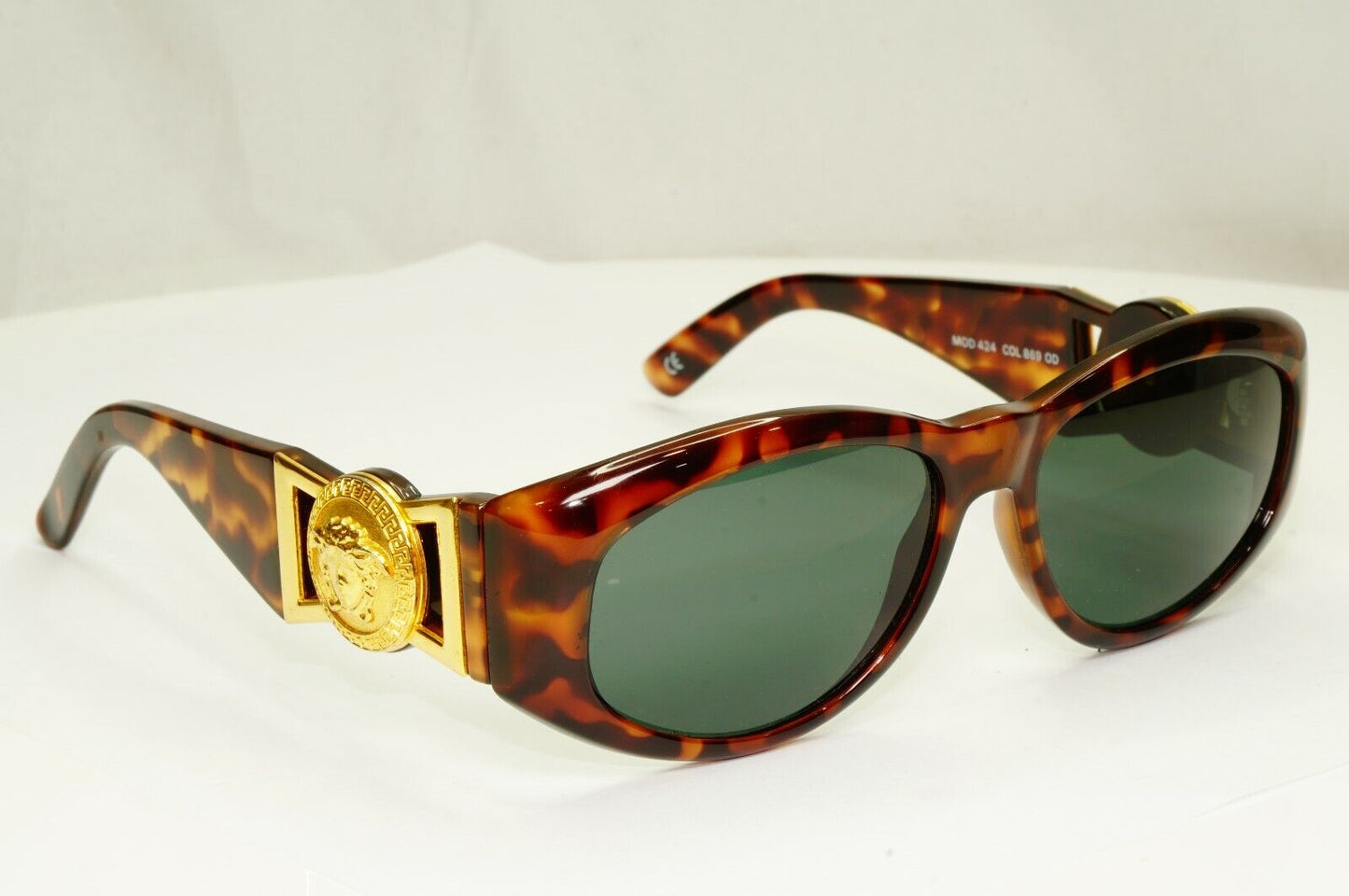 Gianni Versace Sunglasses 1996 Vintage Brown Gold Medusa 424 869 Biggie Smalls