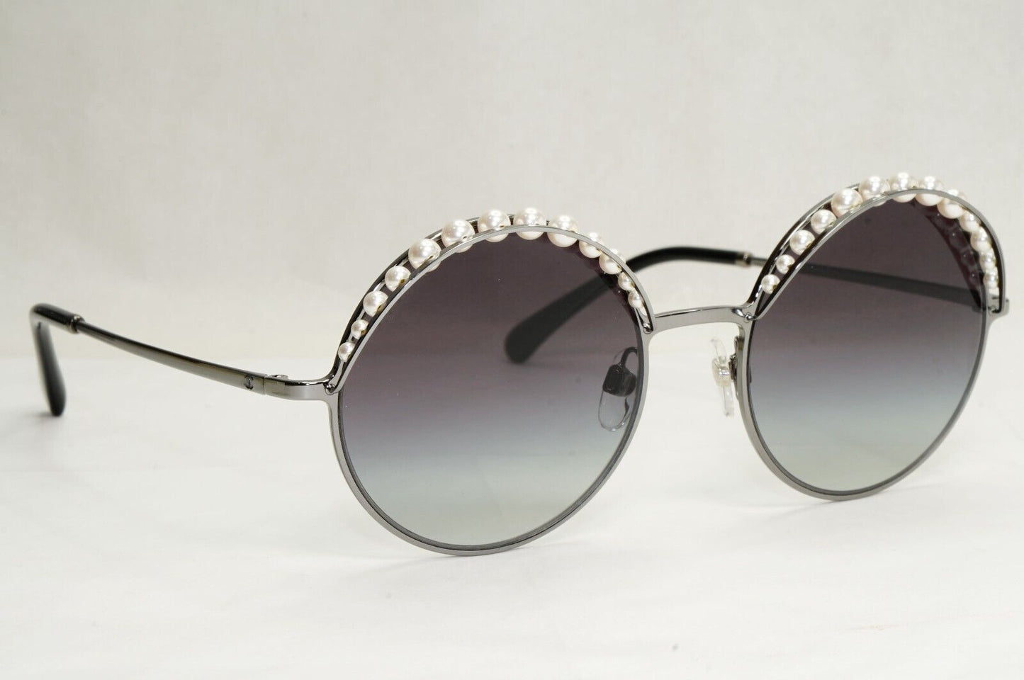 Chanel Sunglasses Pearl Silver Round Metal Grey Gradient 4234-H c.108/S6 53mm