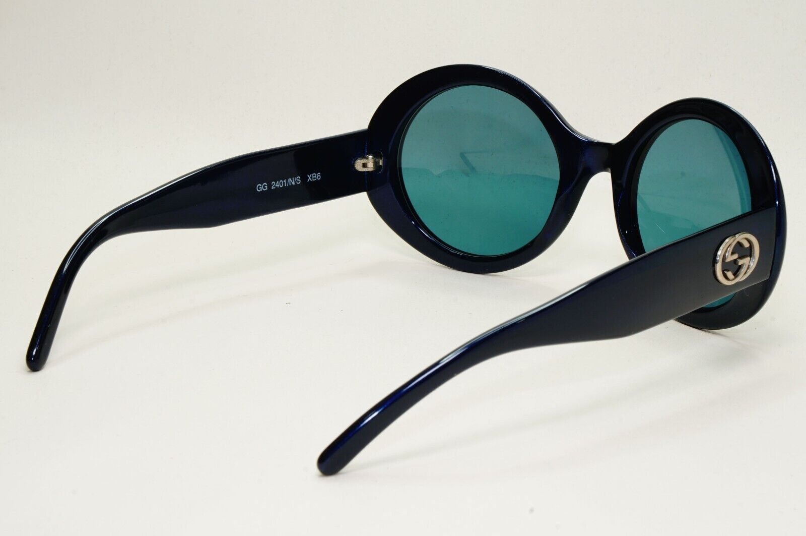 Gucci Sunglasses 1996 Vintage Dark Blue Green Round Large GG 2401/N/S XB6 151024