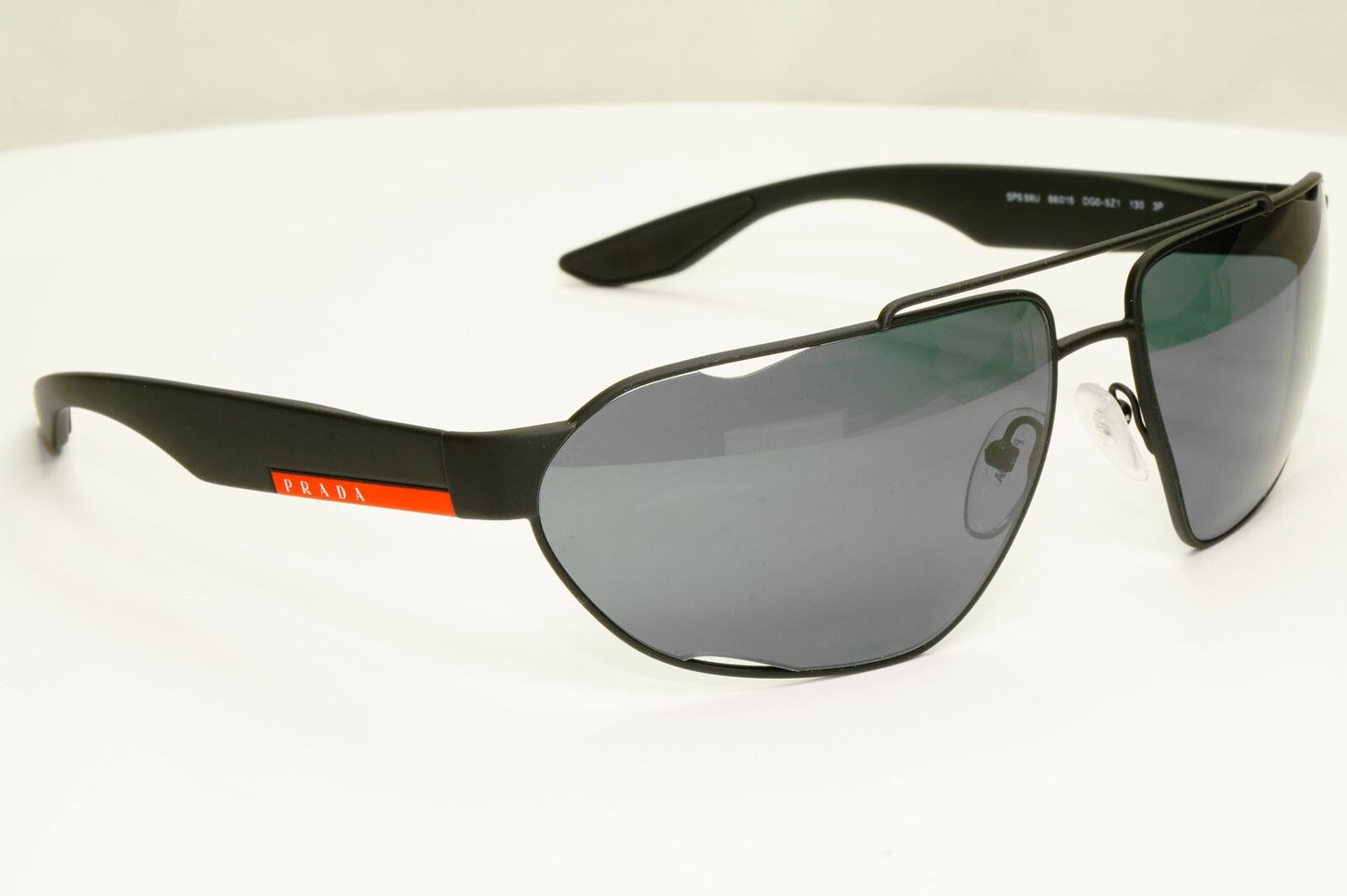 Prada Polarised Black Sunglasses Wrap Grey Pilot Mens PS56US SPS 56U DG0-5Z1