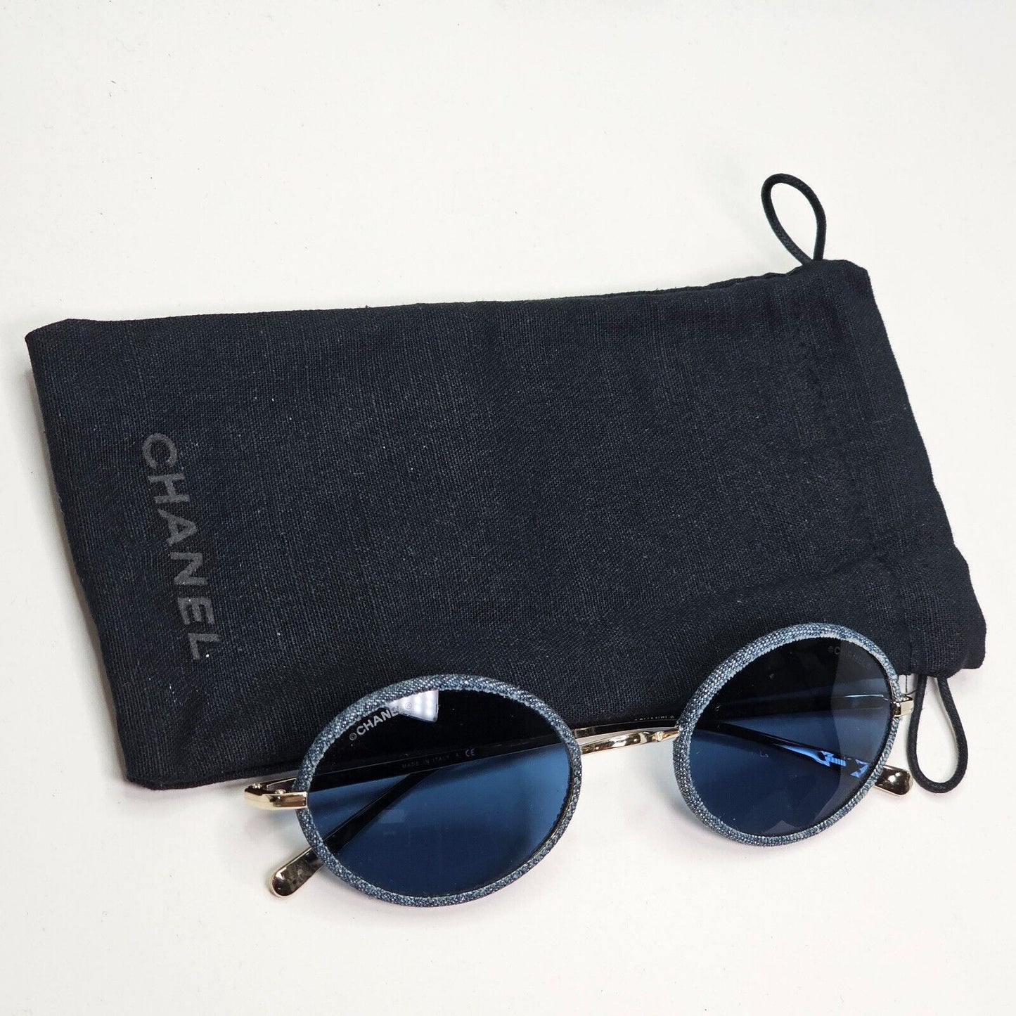 Chanel Sunglasses Denim Oval Dark Blue Gold Metal 4248-J c.395/80 50mm