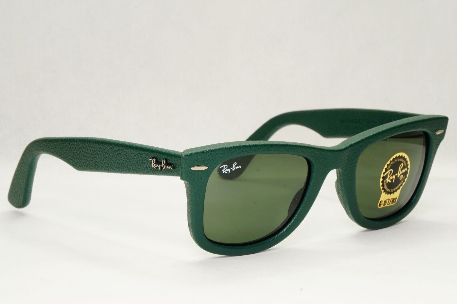 Ray-Ban Sunglasses Leather Wayfarer Year 2013 Rare Dark Green RB 2140-Q-M 1170