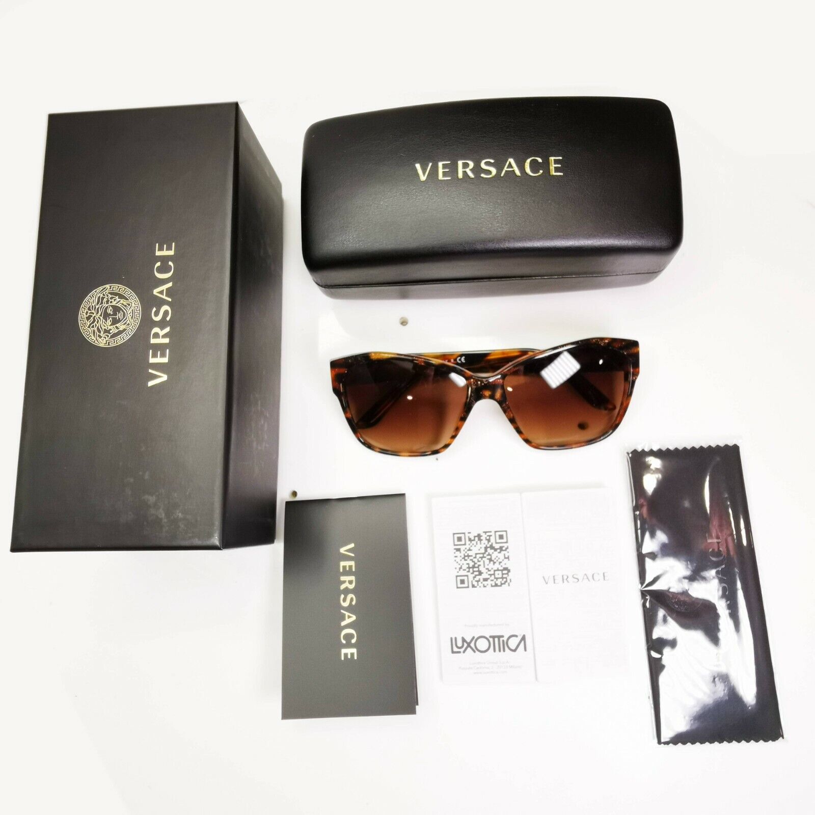 Versace Gold Medusa Brown Tortoise Shell Sunglasses Womens Square 4277 5115/13