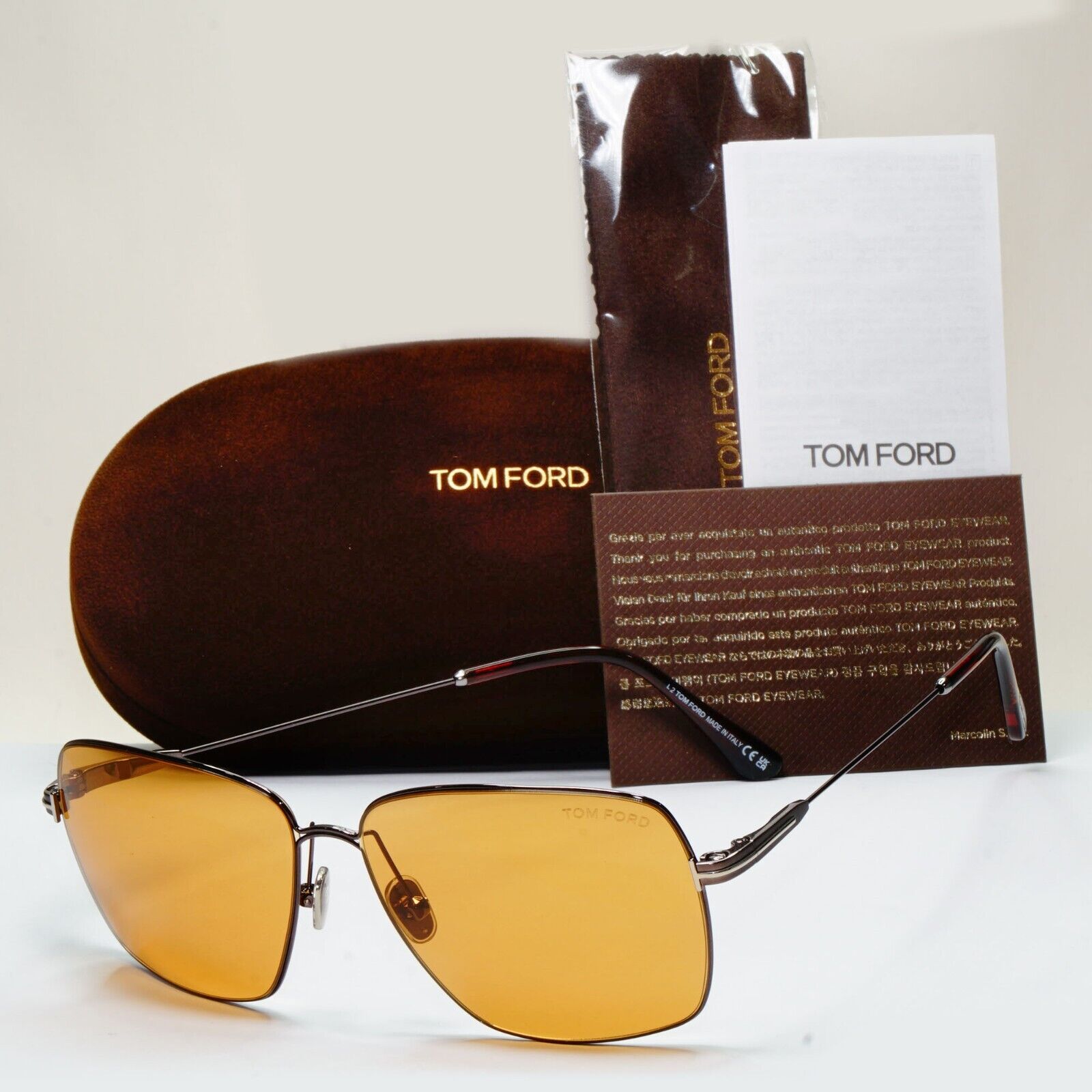 Tom Ford Sunglasses Pierre-02 Yellow Brown Grey Square FT0994 TF 994 08E 58mm