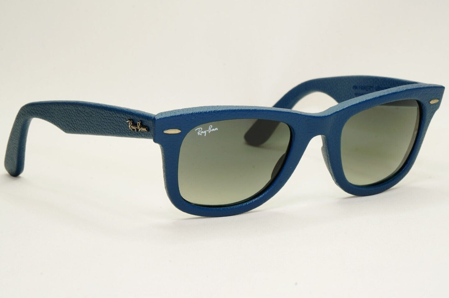 Ray-Ban Sunglasses Leather Wayfarer Year 2013 Rare Dark Blue RB 2140-Q-M 1168/71