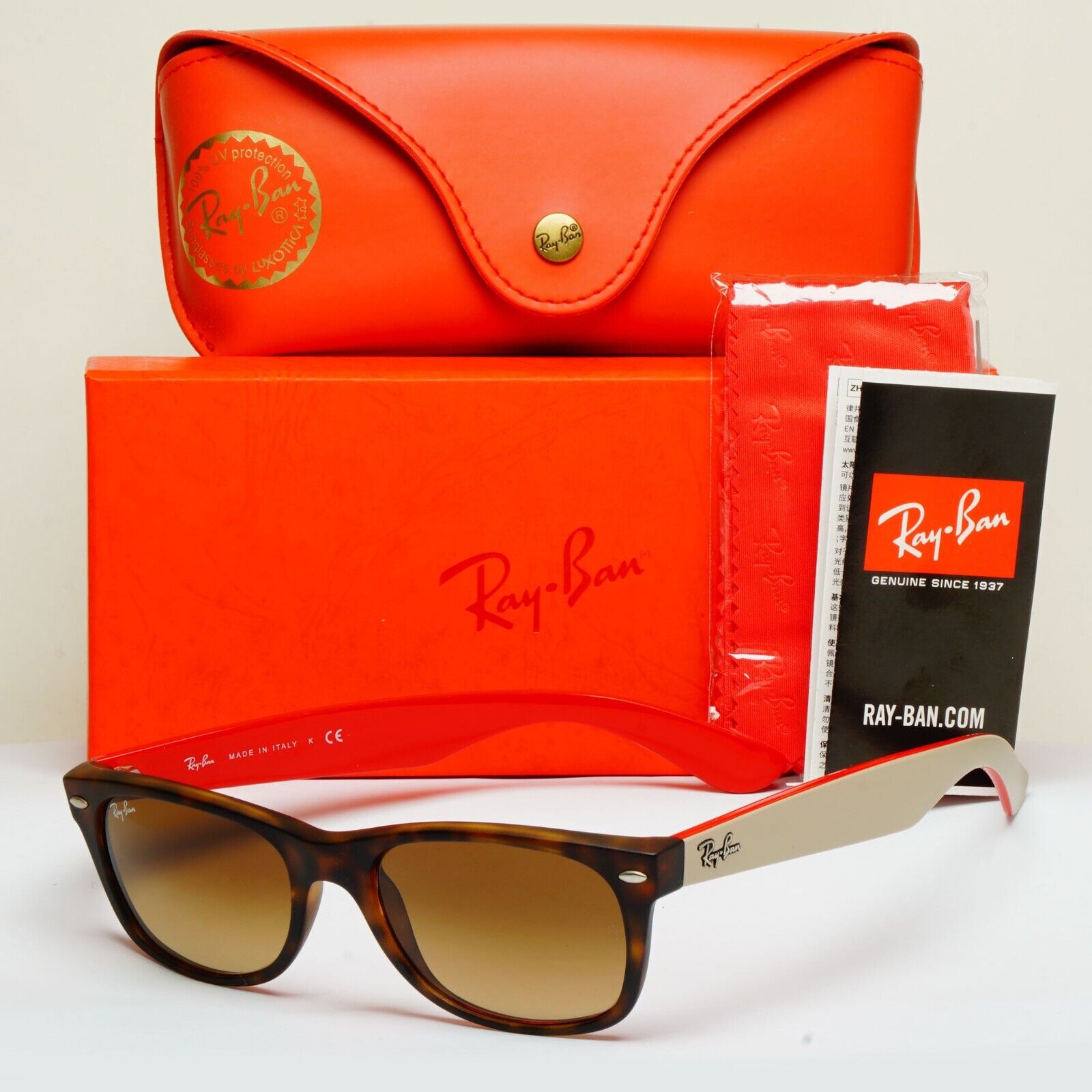 Ray-Ban Sunglasses New Wayfarer Brown Tortoise Beige RB 2132 6181/85 52mm