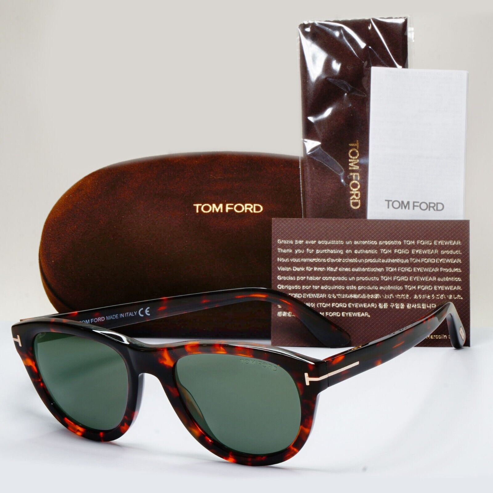 Tom Ford Sunglasses Benedict Brown Tortoiseshell Green FT0520 TF 520 52N [A]