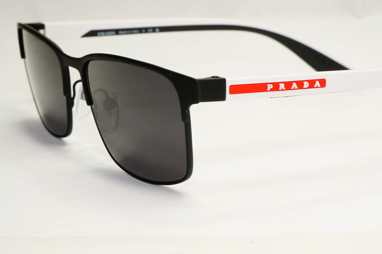 Prada Sunglasses Black White Square Rectangle Rubber PS50PV VPS 50P DG0-1O1 55mm