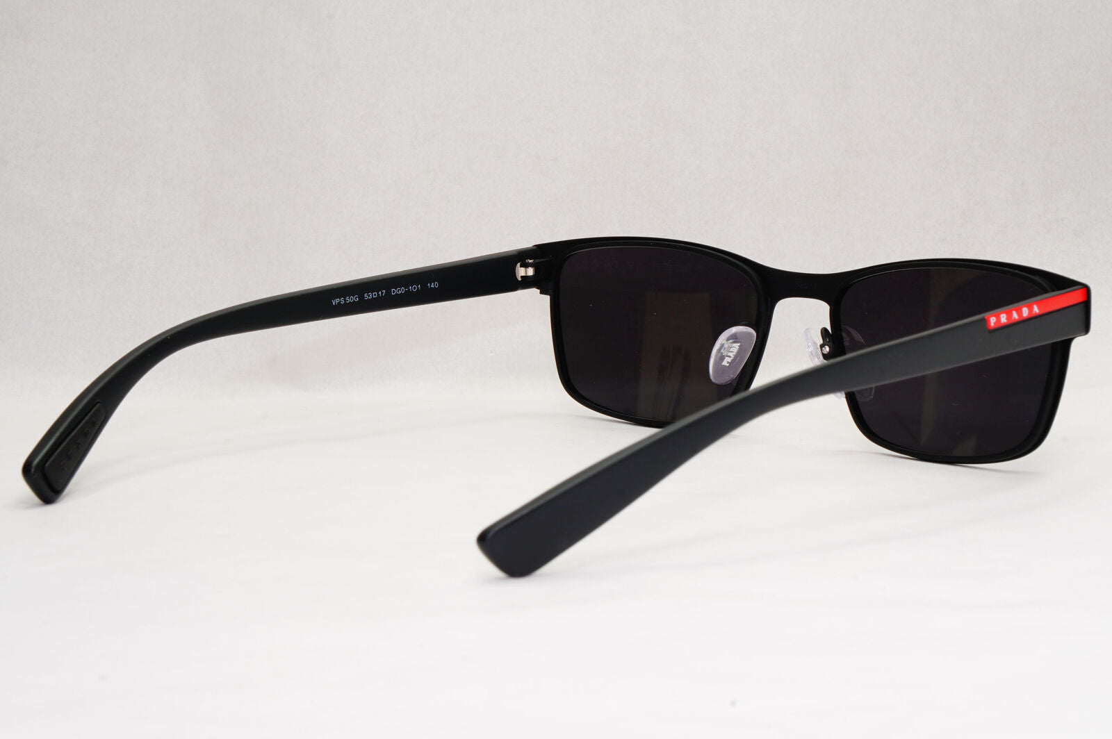 Prada Sunglasses Black Rectangle Square Rubber PS50GV VPS 50G DG0-1O1 53mm