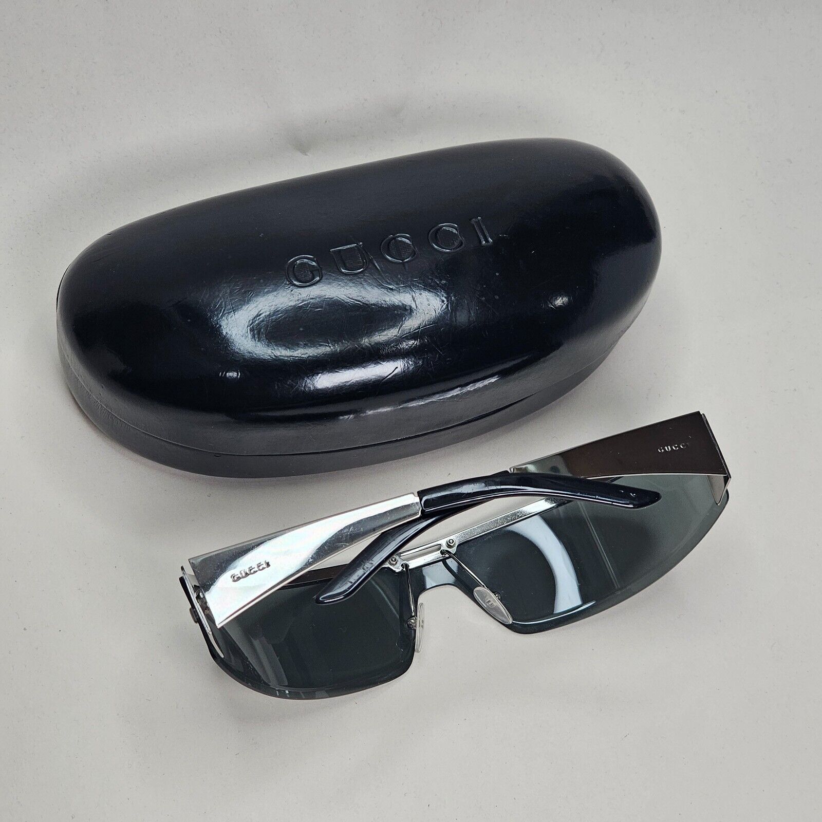 Gucci Sunglasses 2003 Vintage Polarized Shield Slim Silver GG 1726/S 6LB 081024