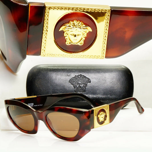 Gianni Versace Vintage 1996 Sunglasses Gold Medusa Brown MOD 420/C COL 900 33981