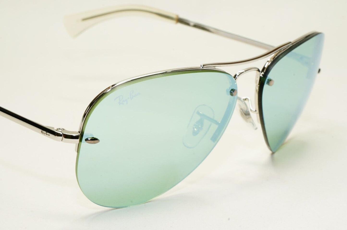 Ray-Ban Sunglasses Rimless Aviator Green Flash Mirror RB 3449 9043/30 59mm