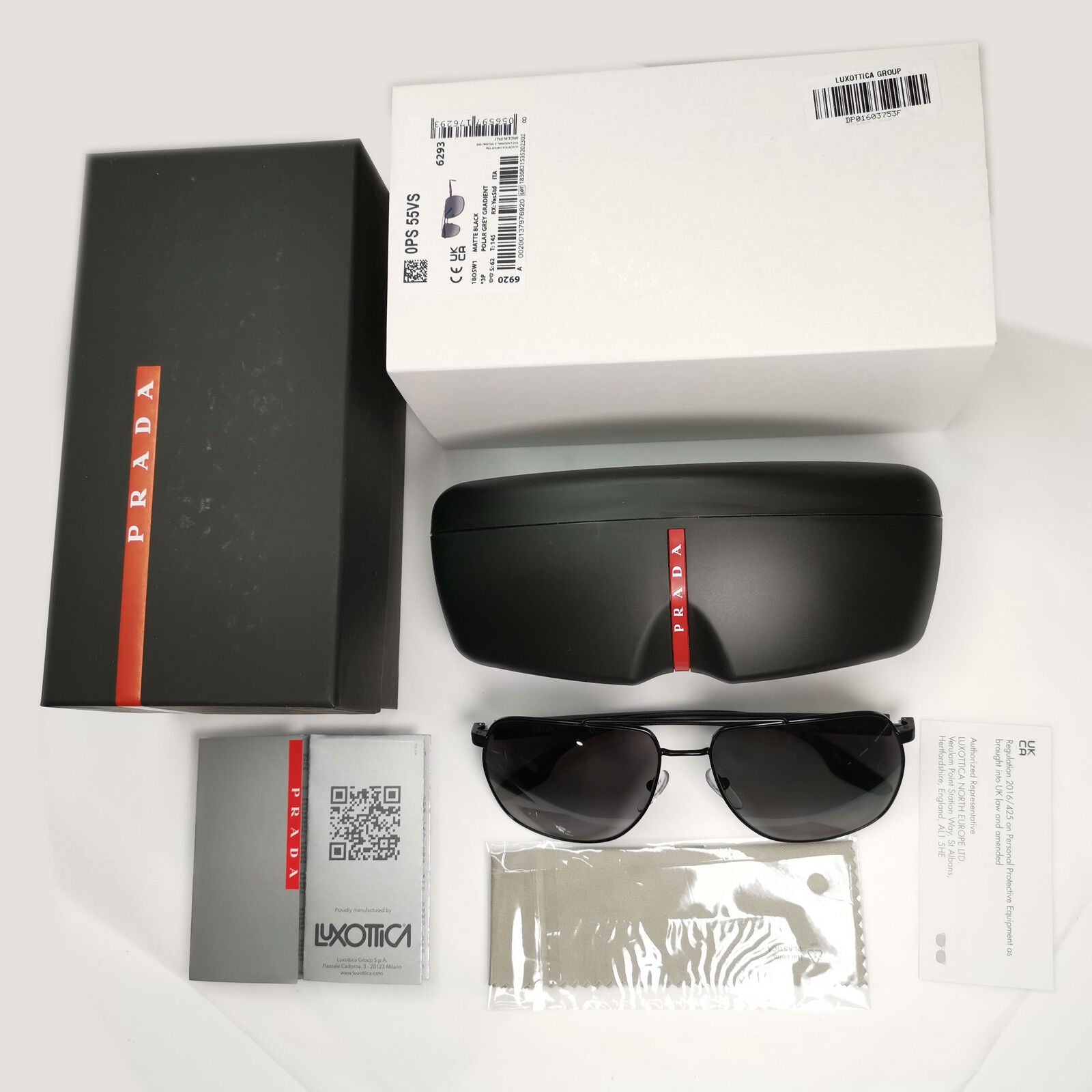 Prada Black Polarized Sunglasses Pilot Gradient PS55VS SPS 55V 1BO-5W1