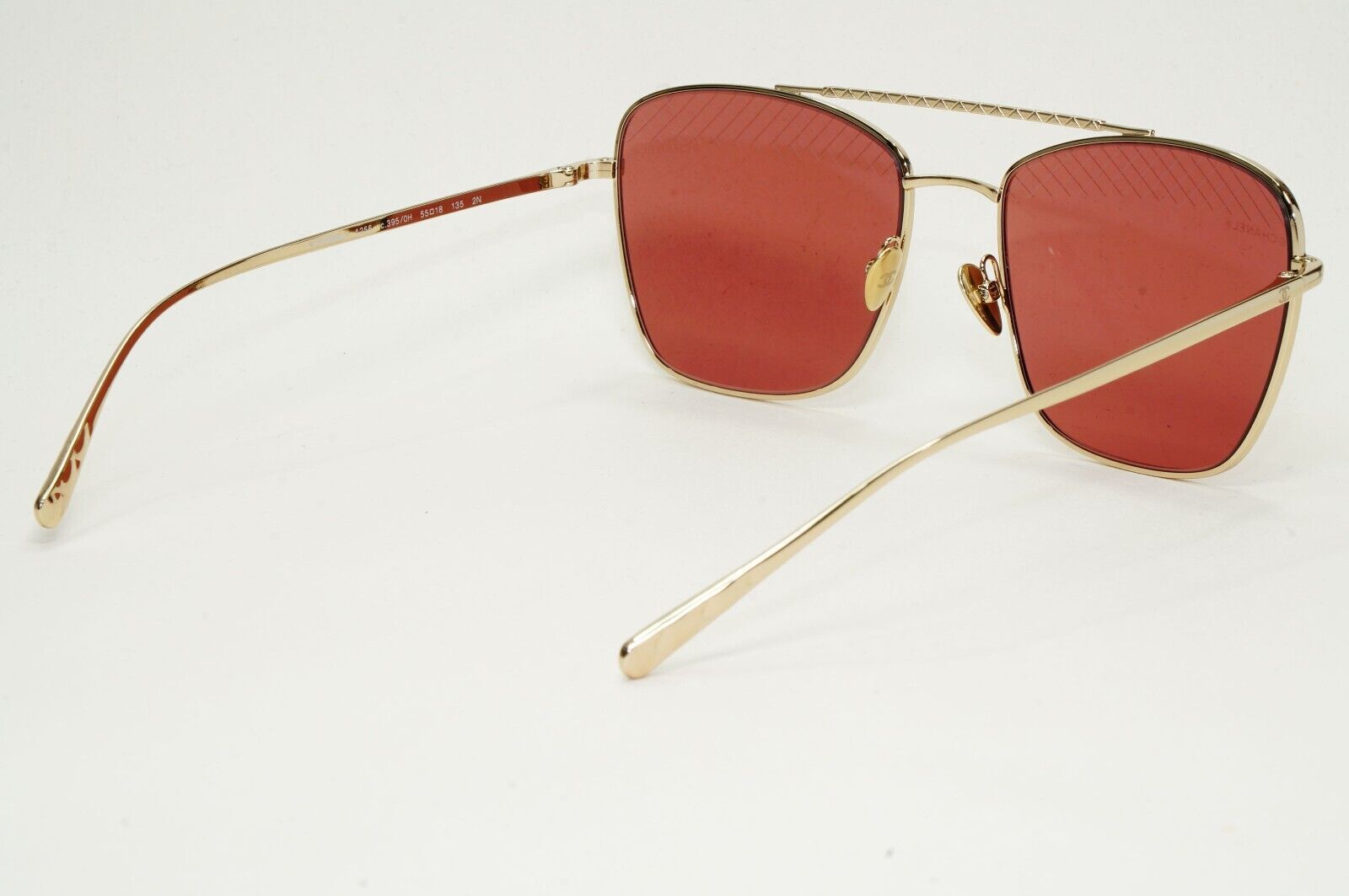 Chanel Sunglasses Gold Red Square Navigator Metal Pilot 4256 c.395/0H 55mm