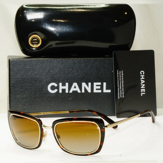 Authentic CHANEL Polarized Sunglasses Gold Brown Havana Model 5203 395/S9 27490