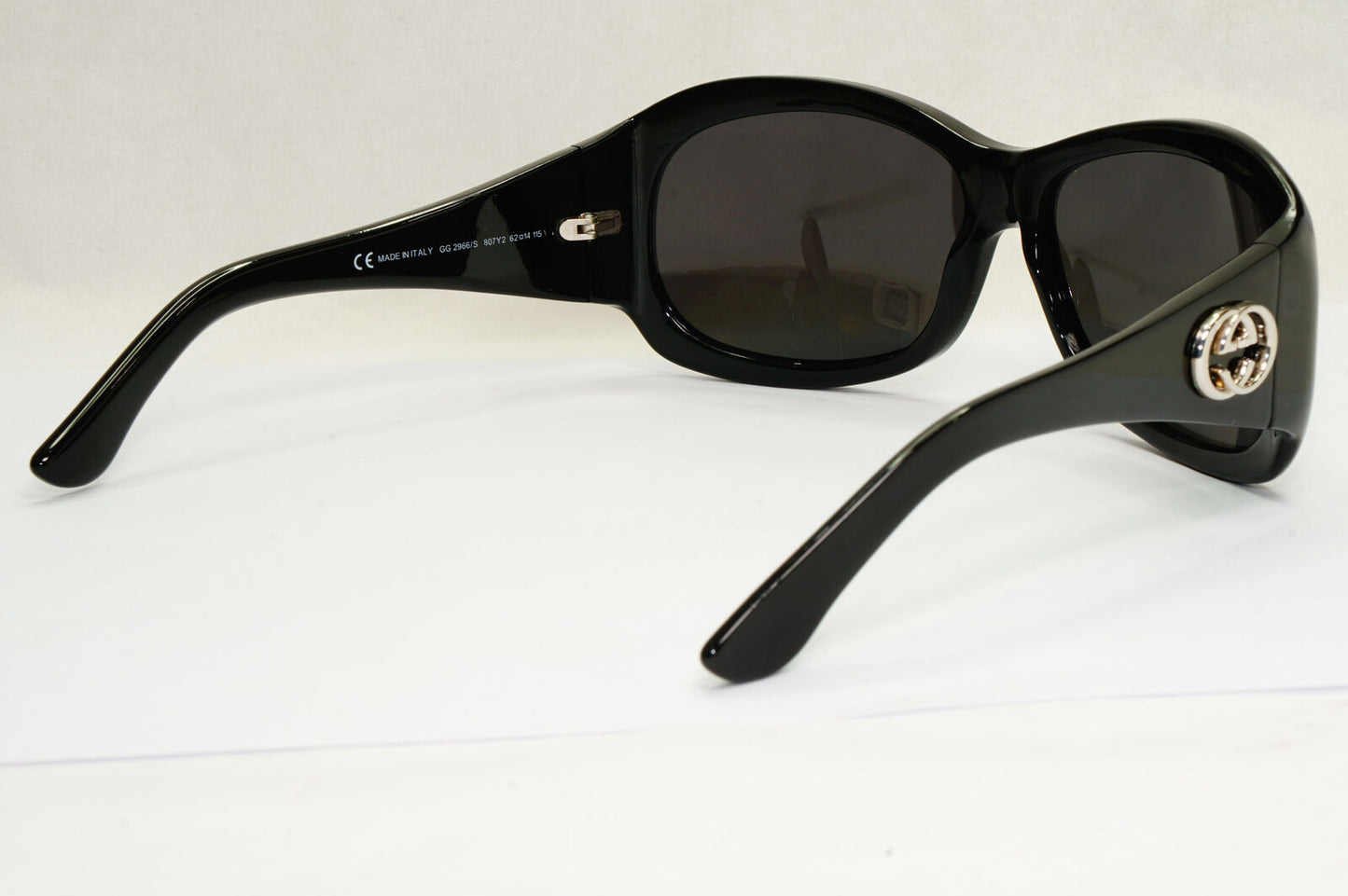 Gucci Sunglasses 2007 Vintag Black Silver Square Glossy GG 2966/S 807Y2 190224