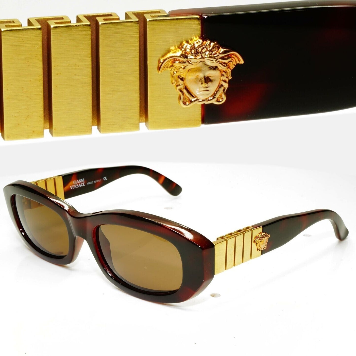 Gianni Versace Sunglasses 1996 Vintage Brown Gold Medusa MOD 481/B COL 900