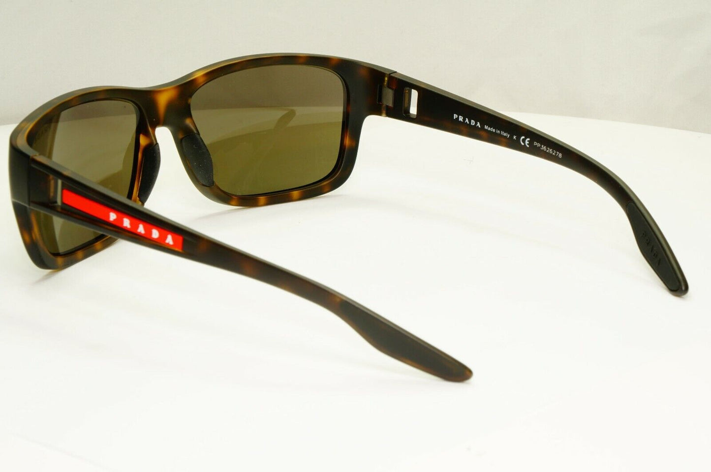 Prada Tortoiseshell Brown Sunglasses Red Stripe Mens SPS 01W 681-06H PS01WS