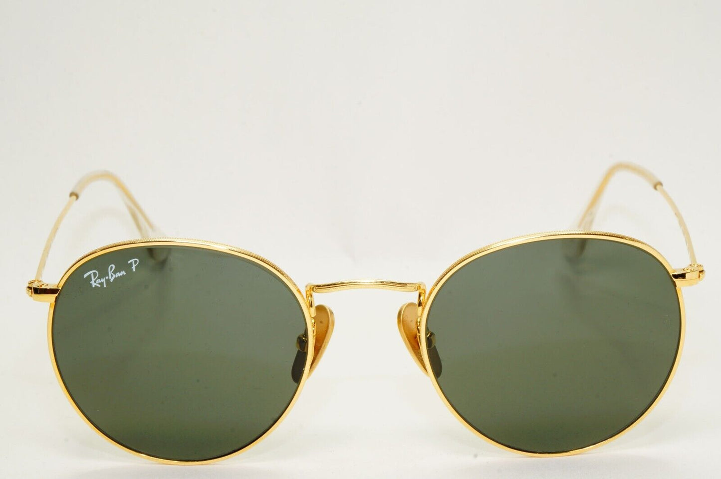 Ray-Ban Sunglasses Round Titanium Polarised Gold Green RB 8247 9216/58 50mm